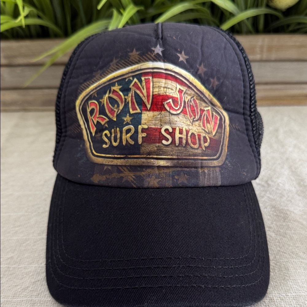 Ron Jon Surf Shop Trucker Hat Black Mesh Clearwater Beach Graphic Cap OS